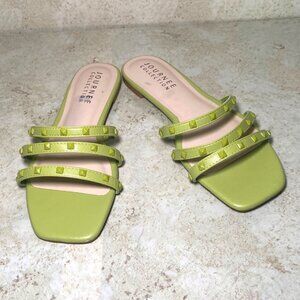 Journee Collection‎ Women's Camarie Green Studded Strap Slide Casual Sandals